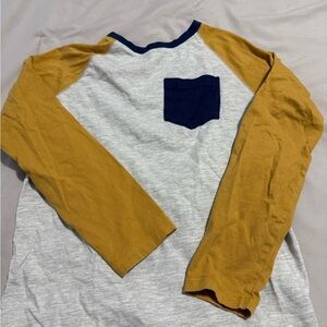 Stylish Kids Long Sleeve Tee with Mustard and Navy Accents NWOT